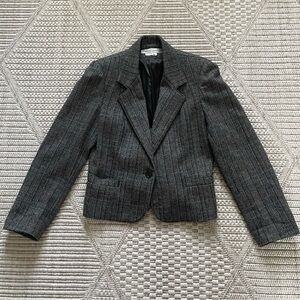 Gloria Vanderbilt Gray Striped One-Button Women's Blazer, size 8